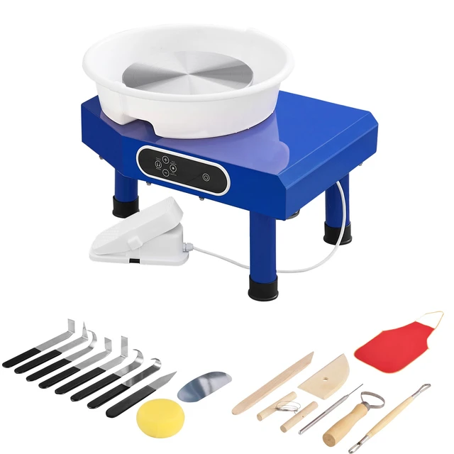 Alt view image 8 of 8 - Pottery Wheel, 10in Ceramic Wheel Forming Machine, Foot Pedal ABS Detachable Basin, 60-300RPM Adjustable Speed Manual LCD Panel, Sculpting Tool Apron Accessory Kit for Work Art Craft DIY