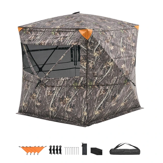 Alt view image 9 of 9 - VEVOR Portable Hunting Blind See Through Ground Deer Blinds 4-5 Person Carrying Bag