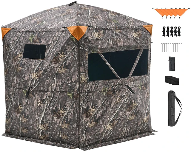 Alt view image 9 of 9 - VEVOR 6-7 Person Portable Hunting Blind Ground Deer Duck Blind with Carrying Bag