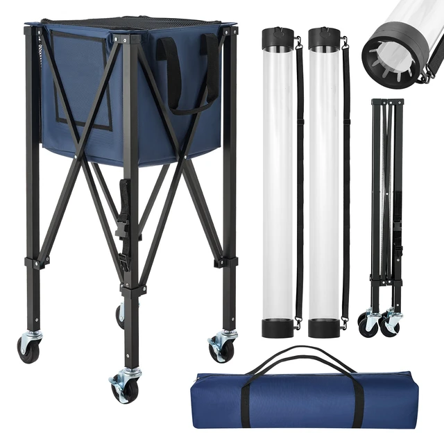 Alt view image 8 of 8 - VEVOR 2-in-1 Tennis & Pickleball Hopper, with Pickup Tube, Foldable Pickleball Basket Cart with with Wheels, Holds 150 Tennis Balls or 260 Pickleballs, Portable Pickleball Caddy Holder, for Training