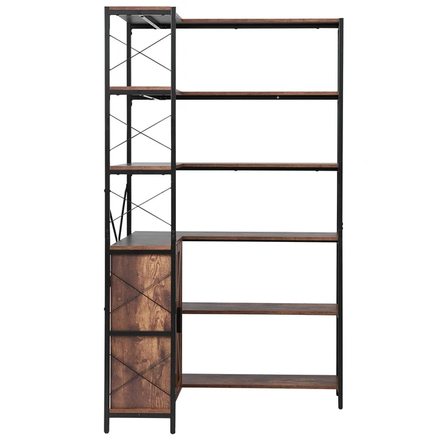 Alt view image 2 of 2 - VEVOR 6 Tier Corner Bookshelf Tall Corner Bookcase with Doors L-Shaped Rack