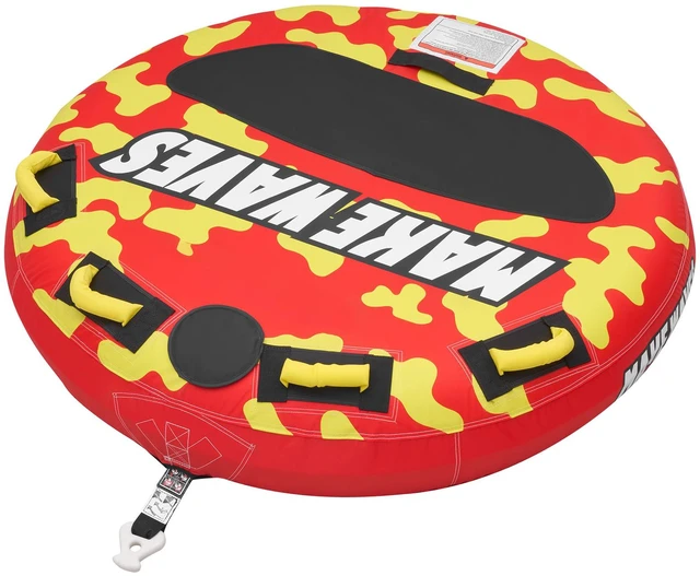 Main image of VEVOR Towable Tubes for Boating, 2-Rider Inflatable Boat Tubes and Towables, 340lbs Capacity Water Sport Tube for Boat to Pull - with Anti-Slip Pad, Full Nylon Cover, Padded Handles & Safety Valve