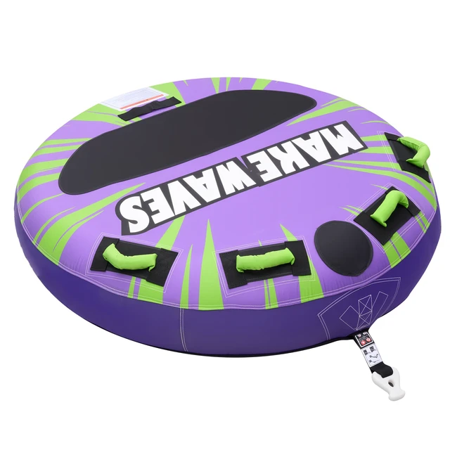 Alt view image 8 of 8 - VEVOR Towable Tubes for Boating, 2-Rider Inflatable Boat Tubes and Towables, 340lbs Capacity Water Sport Tube for Boat to Pull - with Anti-Slip Pad, Full Nylon Cover, Padded Handles & Safety Valve