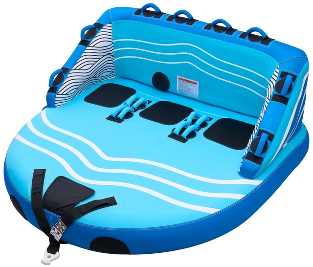 Main image of VEVOR Towable Tubes for Boating, 3-Rider Inflatable Towable Tube for Boat to Pull, 510 lbs Capacity Water Sports Boating Tubes - with Full Nylon Cover, Dual Tow Points, Safety Valve & Padded Handles
