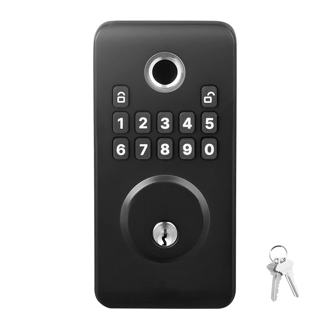 Alt view image 8 of 8 - VEVOR Fingerprint Door Lock, Electronic Biometric Deadbolt with Pioneering Easy-Grip Design, Auto Locking, One-Time Code, Anti-Peeking Password, Keyless Entry Door Lock for Home Use, Matte Black