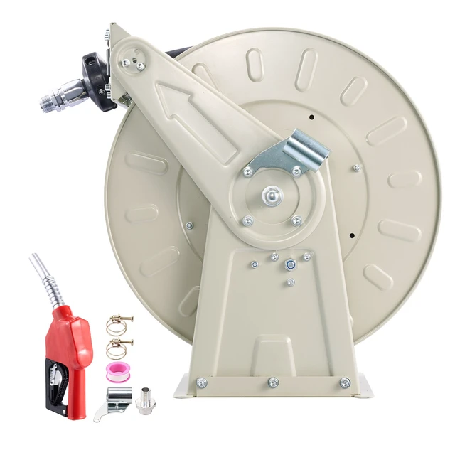Alt view image 2 of 2 - VEVOR Fuel Hose Reel, 3/4 inch x 66 ft Retractable, Spring Driven Auto Swivel Rewind, 300 PSI, Heavy-Duty Carbon Steel Construction with Industrial Grade Rubber Hose, for Diesel Fuel, Kerosene
