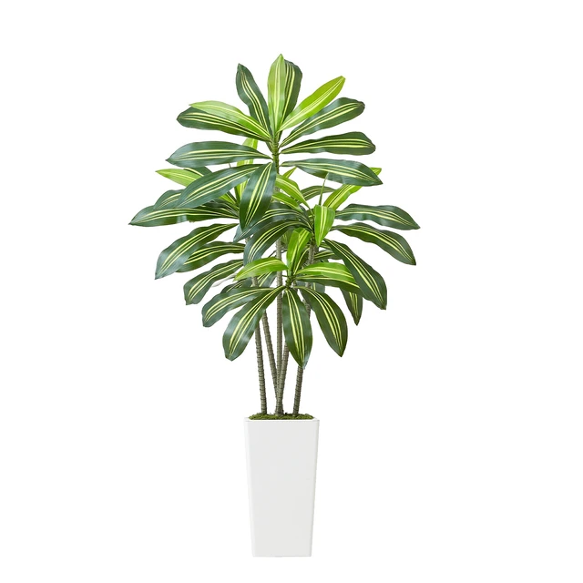 Alt view image 9 of 9 - 5ft Artificial Dracaena Tree Fake Plant with White Planter Indoor