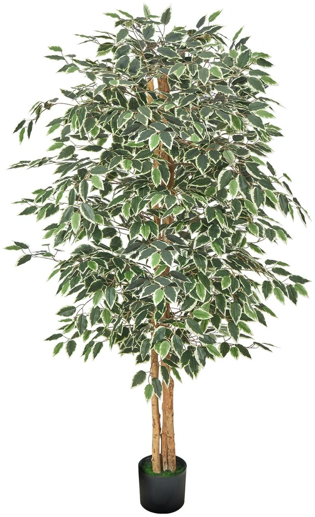 Alt view image 9 of 9 - VEVOR 6FT Artificial Ficus Tree Tall Faux Plant with Black Pot for Indoor Decor