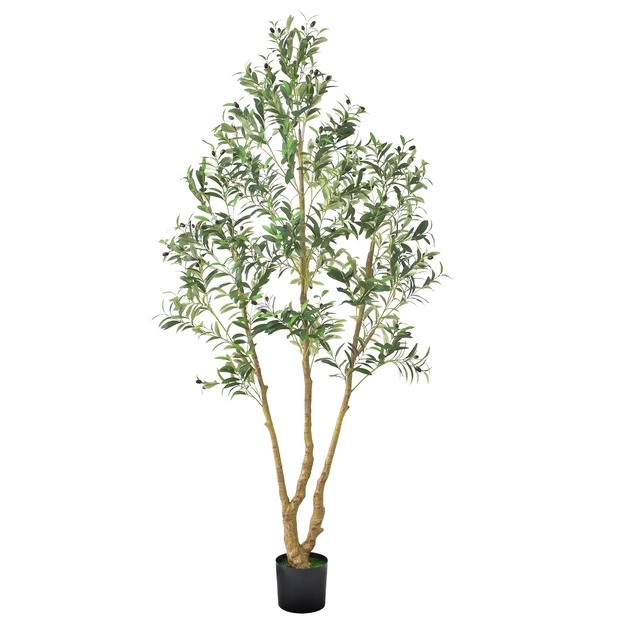 Alt view image 9 of 9 - VEVOR 7FT Artificial Olive Tree Tall Fake Plant with Black Pot for Home Office Use