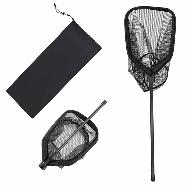 Alt view image 8 of 8 - VEVOR Fishing Net, Foldable Landing Nets with Telescopic Handle, Portable Lightweight Carbon Fiber Long Fish Gear, Nylon Covered PVC, Durable and Fish-friendly, for Kayak Boat Bank Pond, Gifts for Men
