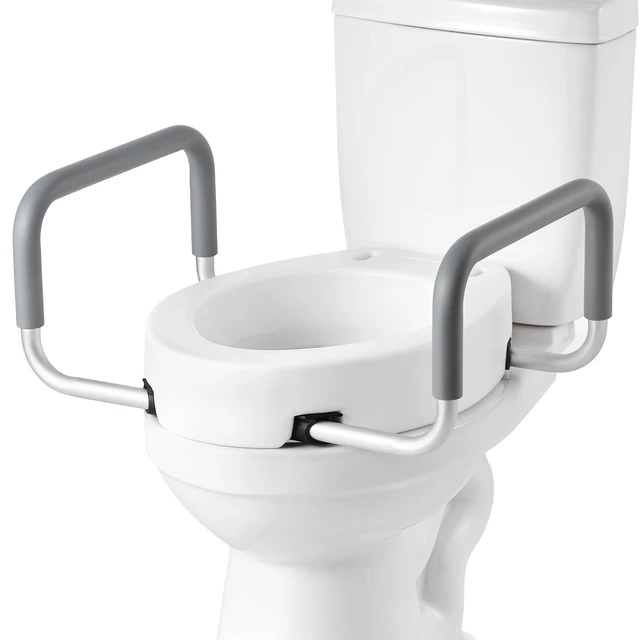 Alt view image 9 of 9 - Raised Toilet Seat with Arms, 300 lbs Load Capacity, 3.5-Inch Lift Height, Widened Commode Elevated Toilet Seat Riser with Padded Handles for Seniors, Elderly, Handicap, Disabled, and Adults