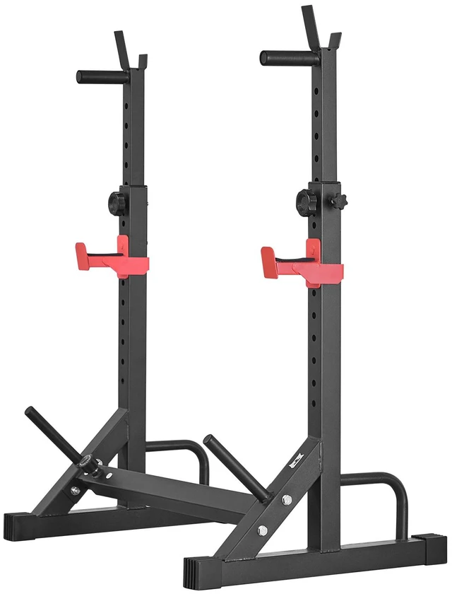 Alt view image 2 of 2 - Vevor Power Cage Squat Rack, Home Gym Power Rack with Adjustable Height & Width, 550LBS Strength Training Workout Equipment with Barbell Storage Racks & J-Hooks for Bench Press, Squat, Weight Lifting