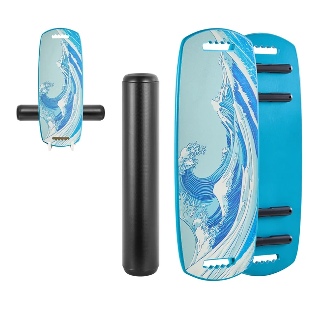 Alt view image 8 of 8 - VEVOR Balance Board, Wobble Board Trainer for Adults, Premium Wooden Balance Training Equipment with Roller, Magnetic Stoppers, Storage Rack, for Core Workouts, Surf Trainer & Physical Therapy, Blue