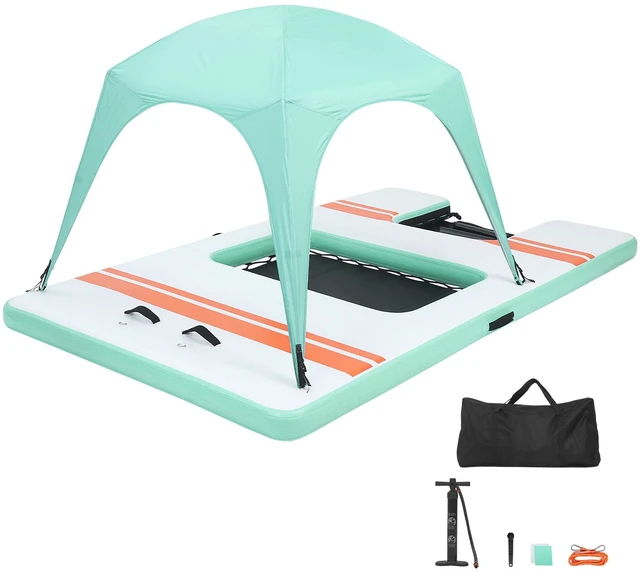 Main image of VEVOR Inflatable Floating Dock, 10 x 6 FT Inflatable Dock Platform, Non-Slip Water Air Mat with Portable Carrying Bag and Detachable Ladder, Floating Water Platform Island Raft for Pool Beach Ocean