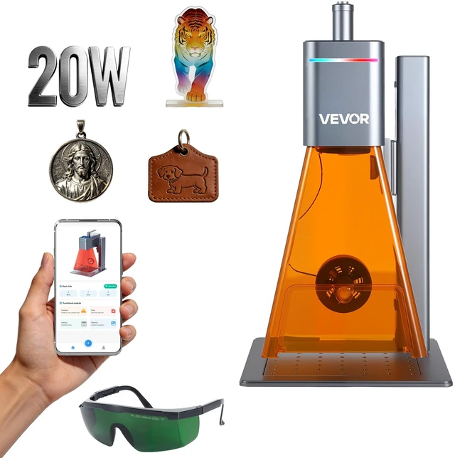 Alt view image 8 of 8 - VEVOR 2-in-1 Dual Laser Engraver, 10,000 mm/s High Speed, Portable 20W Blue and 2W IR Laser Engraving Machine, 6.3 x 5.5 in Engraving Area, Manual & Auto Focus, DIY Engraver Tool, for Wood Acrylic