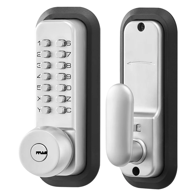 Alt view image 8 of 8 - VEVOR Mechanical Keyless Entry Door Lock, 2.0 Code Upgrade, 4-7 Digits Code, Single-Sided Push Button Combination Mechanical Keypad Door Knob, Auto Locking, for Garden Gates, Indoor or Outdoor, Silver
