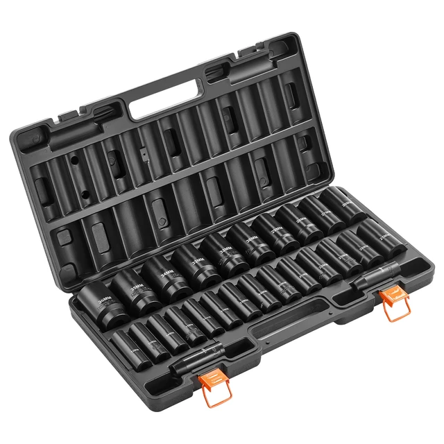 Alt view image 8 of 8 - VEVOR Impact Socket Set, 1/2" Drive, 26-Piece Impact Sockets, 6-Point Sockets, Metric 10-30 mm, 32-36 mm, Easy to Identify, with a Sturdy Storage Case, Cr-V Alloy Steel Structure, for Vehicles Repair