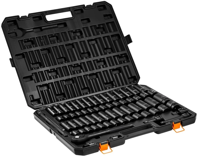 Alt view image 8 of 8 - VEVOR Impact Socket Set, 1/2" Drive, 65-Piece Socket Set, 6 Point Sockets, SAE 3/8" to 1-1/4" and Metric 10-24 mm, Easy to Identify, with a Sturdy Storage Case, Cr-V Alloy Steel for Vehicles Repair