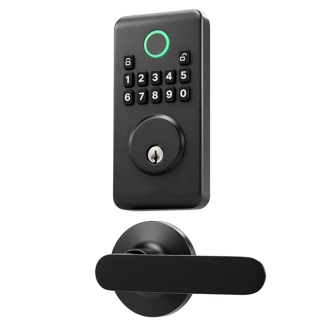 Alt view image 2 of 2 - Vevor Keyless Entry Door Lock with Handle Set, Electronic Keypad Deadbolt with Lever Handles, Pioneering Easy-Grip Design, Customizable User Codes, Keyed Entry, Auto Lock, Anti-Peeking, Matte Black