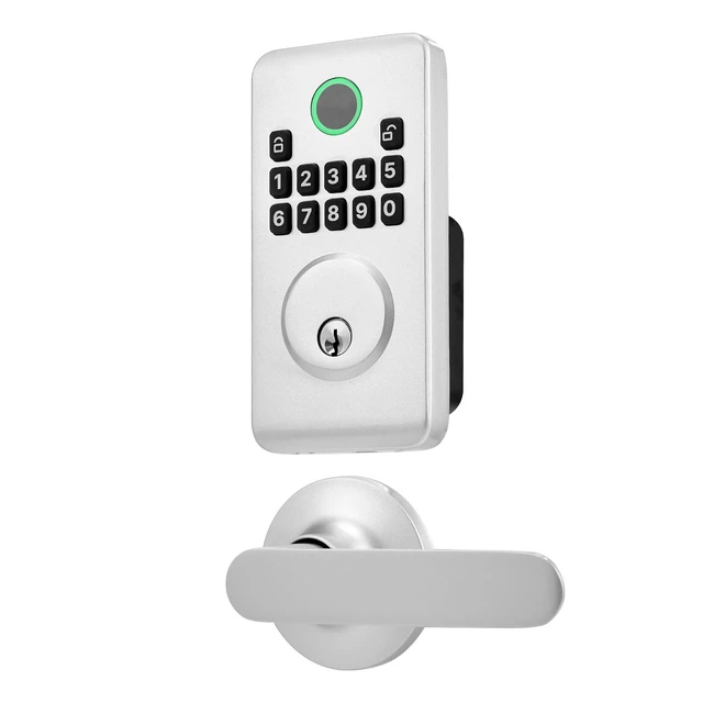 Alt view image 2 of 2 - Vevor Keyless Entry Door Lock with Handle Set, Electronic Keypad Deadbolt with Lever Handles, Pioneering Easy-Grip Design, Customizable User Codes, Keyed Entry, Auto Lock, Anti-Peeking, Silver