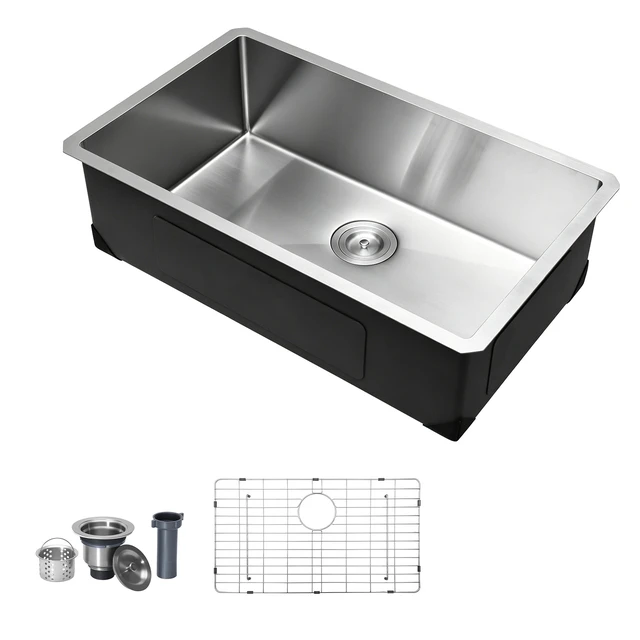 Alt view image 8 of 8 - VEVOR 30-inch Kitchen Undermount Single Bowl Sinks, Stainless Steel Drop-In Farmhouse Basin with Accessories, Household Dishwasher Sinks for RV, Prep Kitchen, Laundry Room, Bar