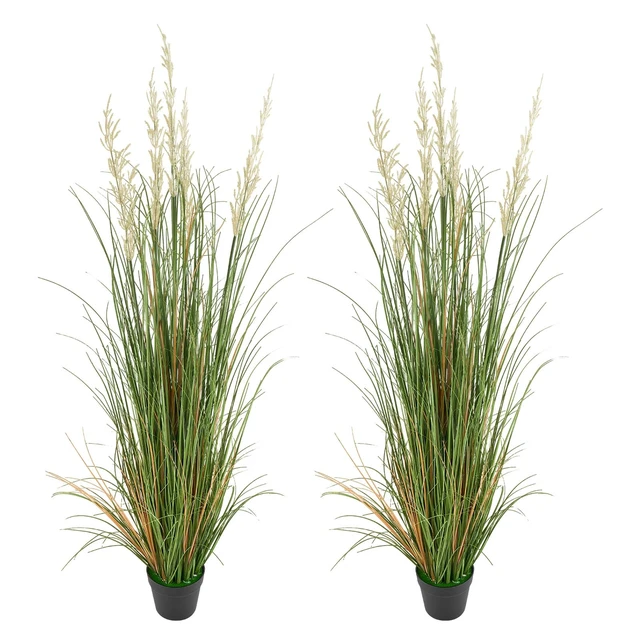 Alt view image 9 of 9 - VEVOR Artificial Grass Plant, 2 Pack 59 inch Faux Reed Flower Grass in Pot, Premium PVC Fake Greenery Shrubs Plant for Indoor Outdoor House Home Garden Office Room Décor, Housewarming, Green