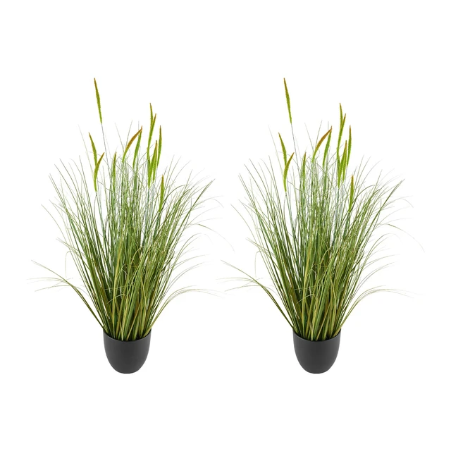 Alt view image 9 of 9 - VEVOR Artificial Grass Plant, 2 Pack 35 inch Cattail Grass in Pot, Premium PVC Faux Fake Greenery Shrubs Plant for Indoor Outdoor House Home Garden Office Room Décor, Housewarming, Green