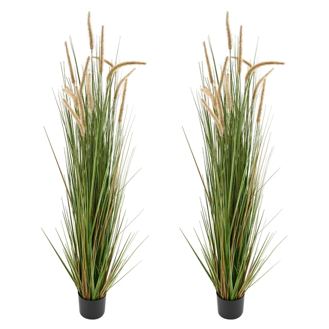 Alt view image 9 of 9 - VEVOR Artificial Grass Plant, 2 Pack 59 inch Horsetail Reed Grass in Pot, Premium PVC Faux Fake Greenery Shrubs Plant for Indoor Outdoor House Home Garden Office Room Décor, Housewarming, Green