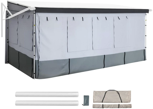 Main image of VEVOR RV Awning Sun Shade Room - Compatible with 18 -19 ft Awnings, RV Awning Sun Shading Room with Door & Ventilated Mesh Windows, Sunproof & Windproof Three-Sided Enclosure Tent for RV Camping