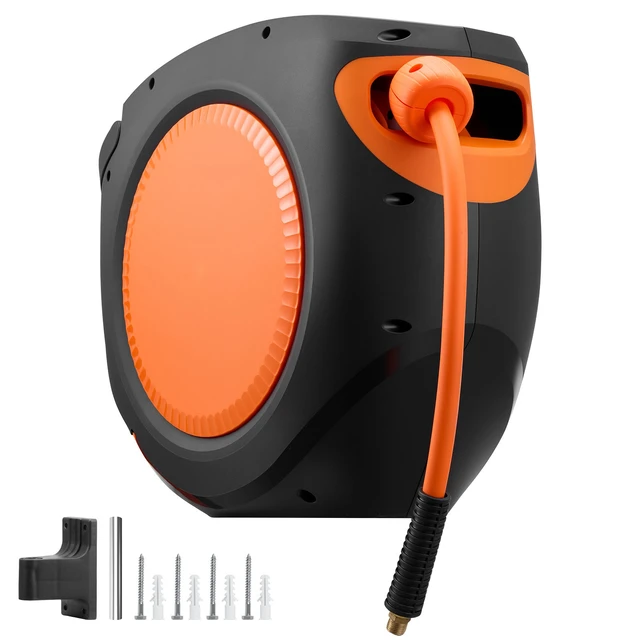 Alt view image 2 of 2 - Vevor Retractable Air Hose Reel, 3/8 Inch x 80 FT Hybrid Air Hose Max 300PSI, Enclosed Air-Compressor Hoses Reel Auto Rewind with 6.6 ft Lead in, 180° Swivel Ceiling/Wall Mount for Workshops