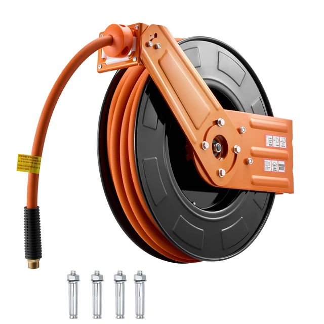 Alt view image 2 of 2 - Vevor Retractable Air Hose Reel, 1/2 Inch x 65 FT Rubber Air Hose Max 300PSI, Auto Rewind Air-Compressor Hoses Reel with 5 ft Lead in, Ceiling/Wall Mount for Garage Workshops