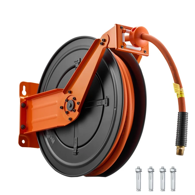 Alt view image 2 of 2 - Vevor Retractable Air Hose Reel, 1/2 Inch x 50 FT Rubber Air Hose Max 300PSI, Auto Rewind Air-Compressor Hoses Reel with 5 ft Lead in, Ceiling/Wall Mount Heavy Duty Steel Double Arm