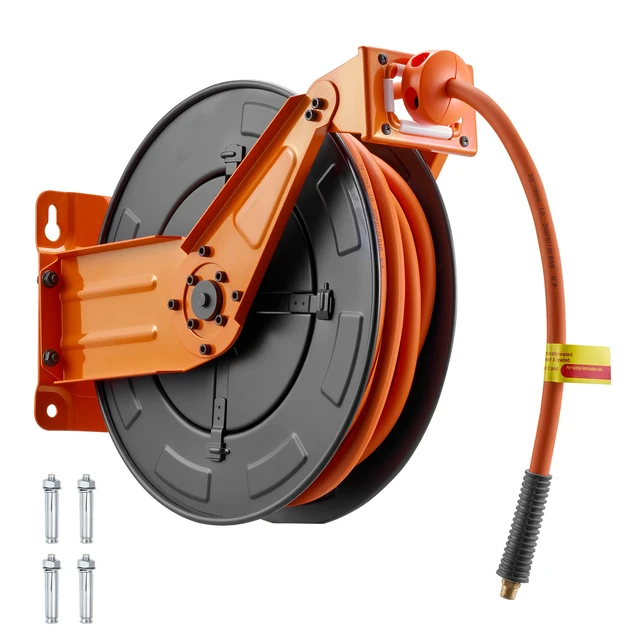 Alt view image 2 of 2 - Vevor Retractable Air Hose Reel, 3/8 Inch x 50 FT Rubber Air Hose Max 300PSI, Auto Rewind Air-Compressor Hoses Reel with 5 ft Lead in, Ceiling/Wall Mount Heavy Duty Steel Double Arm