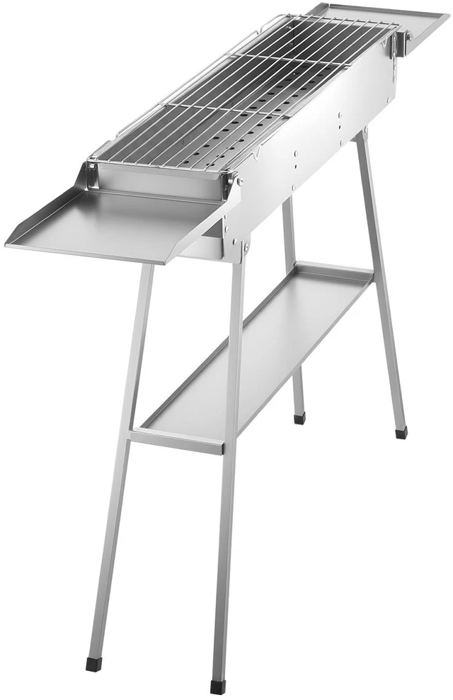Main image of VEVOR Foldable Charcoal Grill, 250 sq.in. Portable Charcoal Barbecue Grill with Liftable Charcoal Tray & Side Tables, Brushed Stainless Steel BBQ Cooking Grills for Outdoor Camping Backyard Parties