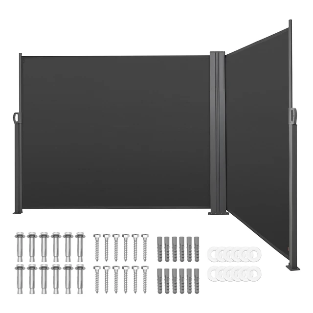 Alt view image 8 of 8 - VEVOR Retractable Side Awning, 71" x 236" Patio Retractable Side Screen with 180 g/m² Polyester Fabric, Waterproof Sunshade Outdoor Privacy Screen Room Divider for Garden, Balcony, Pools, Deck, Gray