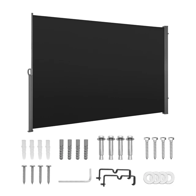 Alt view image 8 of 8 - VEVOR Retractable Side Awning, 71" x 118" Patio Retractable Side Screen with 180 g/m² Polyester Fabric, Waterproof Sunshade Outdoor Privacy Screen Room Divider for Garden, Balcony, Pools, Deck, Black