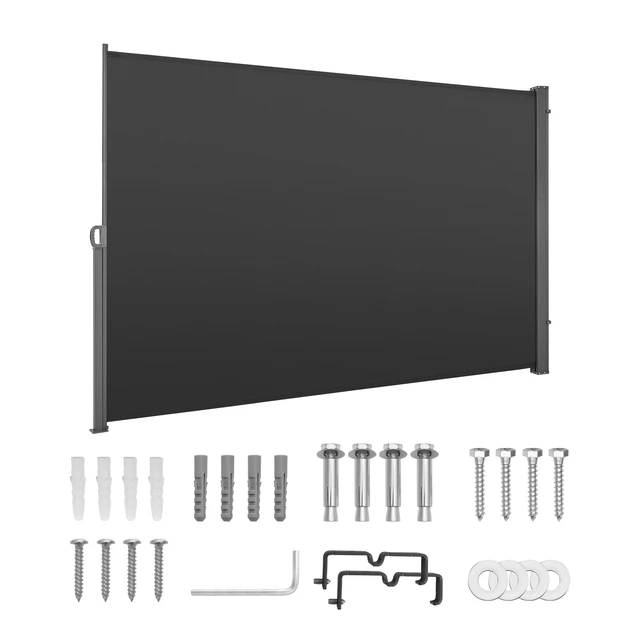Alt view image 8 of 8 - VEVOR Retractable Side Awning, 71" x 118" Patio Retractable Side Screen with 180 g/m² Polyester Fabric, Waterproof Sunshade Outdoor Privacy Screen Room Divider for Garden, Balcony, Pools, Deck, Gray