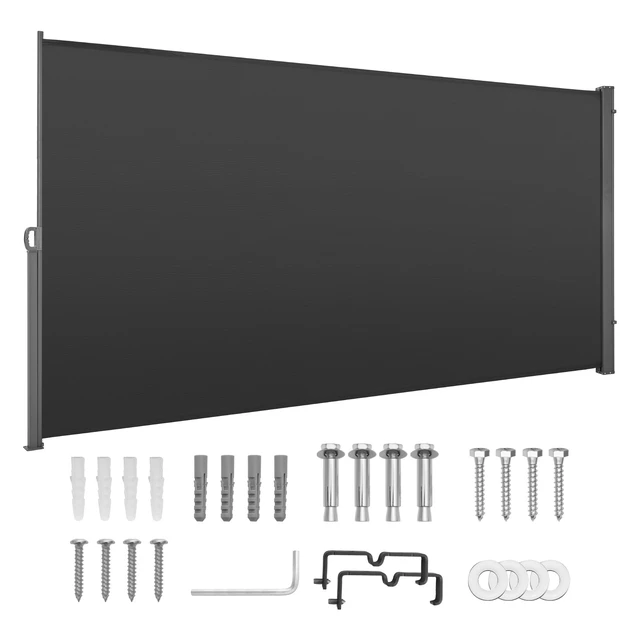 Alt view image 8 of 8 - VEVOR Retractable Side Awning, 73" x 165" Patio Retractable Side Screen with 180 g/m² Polyester Fabric, Waterproof Sunshade Outdoor Privacy Screen Room Divider for Garden, Balcony, Pools, Deck, Gray