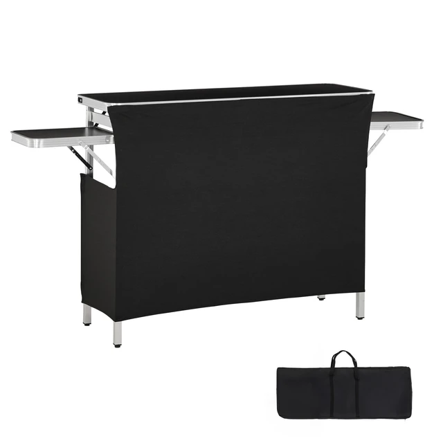 Alt view image 8 of 8 - VEVOR Folding Portable Bar Table, 43.3 x 15.4 x 34.6 in, with Carry Bag, Storage Shelf, and Detachable Skirt, Quick and Easy Setup, Foldable Mobile Bartending Station for Events, Party, Tradeshow