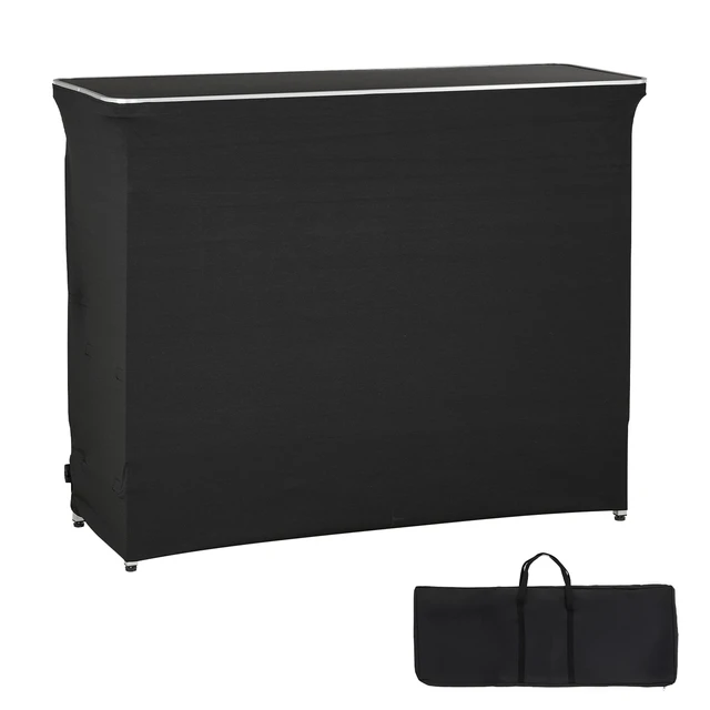 Alt view image 8 of 8 - VEVOR Folding Portable Bar Table, 43.5 x 15.4 x 39.8 in, with Carry Bag, 2 Storage Shelves, and Detachable Skirt, Quick and Easy Setup, Foldable Mobile Bartending Station for Events, Party, Tradeshow