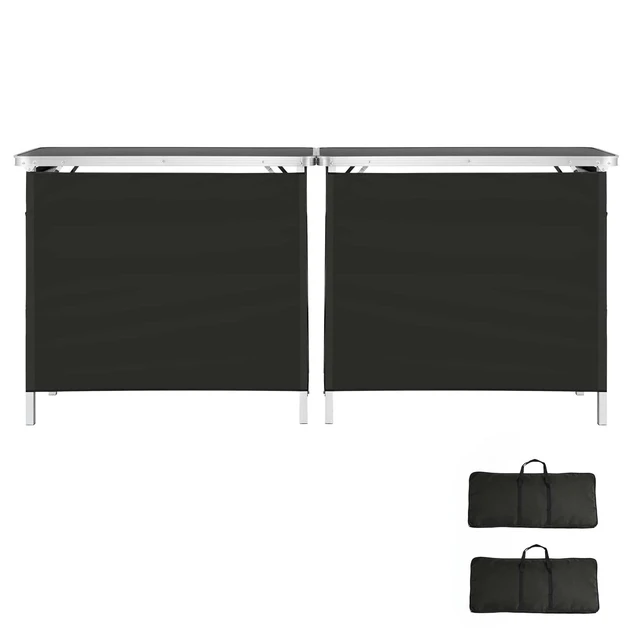 Alt view image 8 of 8 - VEVOR Folding Portable Bar Table, 2 pcs, 38.6 x 15.2 x 34.3 in, with Carry Bag, Storage Shelf, Detachable Skirt, Quick and Easy Setup, Foldable Mobile Bartending Station for Events, Party, Tradeshow