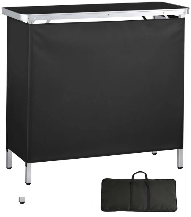 Alt view image 8 of 8 - VEVOR Folding Portable Bar Table, 38.6 x 15.2 x 34.3 in, with Carry Bag, Storage Shelf, and Detachable Skirt, Quick and Easy Setup, Foldable Mobile Bartending Station for Events, Party, Tradeshow