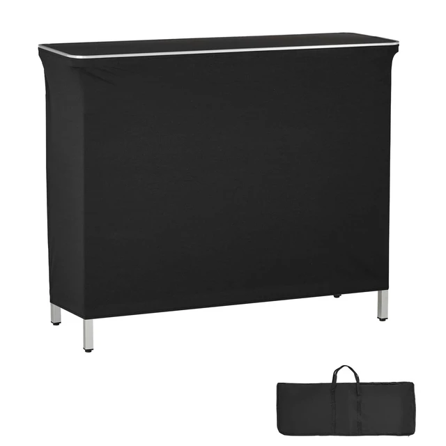 Alt view image 8 of 8 - VEVOR Folding Portable Bar Table, 43.3 x 15.2 x 34.8 in, with Carry Bag, 2 Storage Shelves, and Detachable Skirt, Quick and Easy Setup, Foldable Mobile Bartending Station for Events, Party, Tradeshow