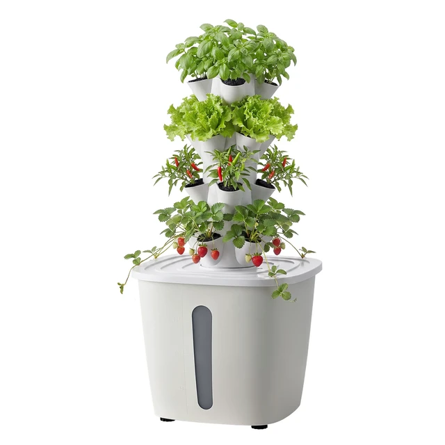 Alt view image 8 of 8 - VEVOR Hydroponic Tower, 20 Pods 4 Tiers Hydroponics Growing System Kit, Vertical Home Hydronic Garden with 20L Water Tank & Pump, Planter Plants Germination Kit for Indoor Herbs, Fruits, Vegetables