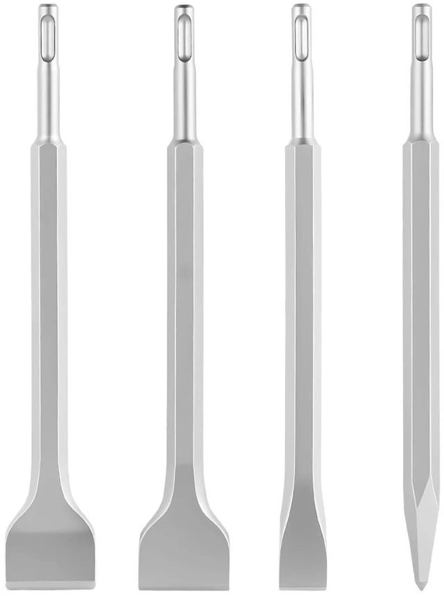 Alt view image 8 of 8 - VEVOR SDS Plus Chisel Set, 4 pcs SDS Plus Rotary Hammer Drill Attachments, Includes Point, Flat, & Angled Spade Chisels, Heat Treated 40Cr Alloy Steel, Sharp Edge for Demolition, Concrete and Brick