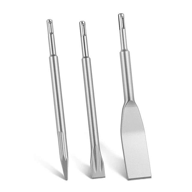 Alt view image 8 of 8 - VEVOR SDS Plus Chisel Set, 3 pcs SDS Plus Rotary Hammer Drill Attachments, Includes Point, Flat, & Angled Spade Chisels, Heat Treated 40Cr Alloy Steel, Sharp Edge for Demolition, Concrete and Brick