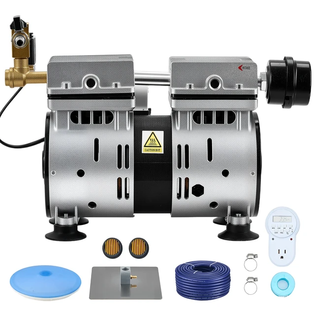 Alt view image 8 of 8 - VEVOR Pond Aerators, 5.2CFM Aeration System for Lakes up to 3 Acres, 3/4 HP Air Compressor, 1 Diffuser & 100' Weighted Tubing, Outdoor Pond Aeration Pump for Deep Water Oxygen Circulation