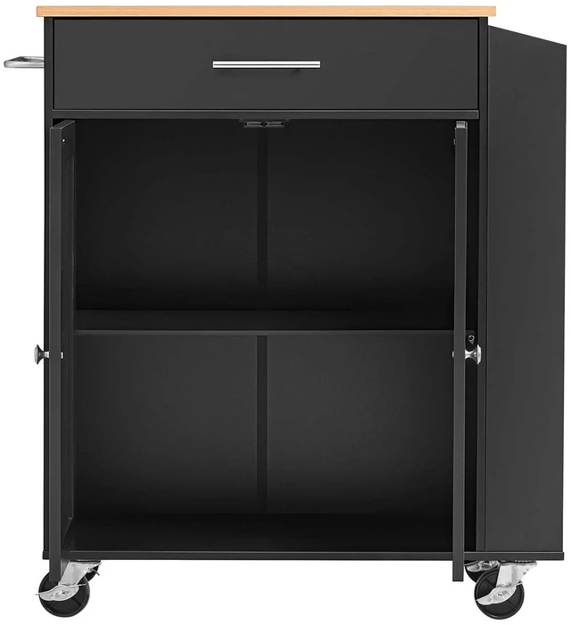 Main image of VEVOR Kitchen Island Cart with Storage, 31.3 in Wide Mobile Rolling Storage Island on Swivel Wheels, with Drawer, Storage Cabinet, Spice/Towel Rack, Table for Home Dining Room, Black