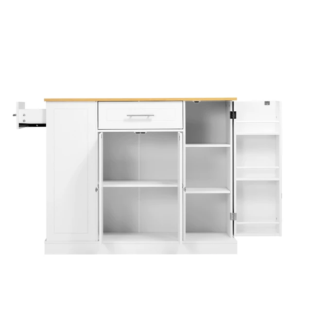 Alt view image 8 of 8 - VEVOR Kitchen Island Cart with Storage, 42.36 in Wide Island Table for Kitchen, with 2 Drawers, Storage Cabinet, Table for Home Dining Room, White