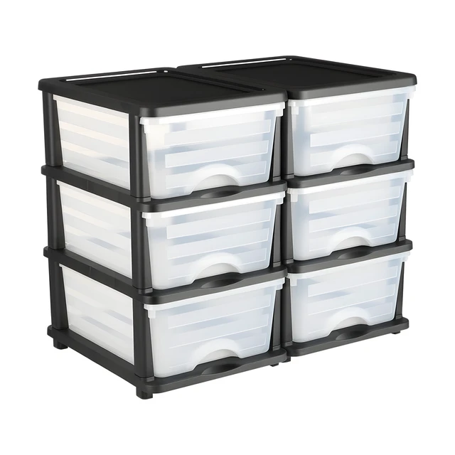 Alt view image 2 of 2 - VEVOR 2 Pack Plastic Storage Drawers Storage Dresser Organizer Bins 6 Drawers